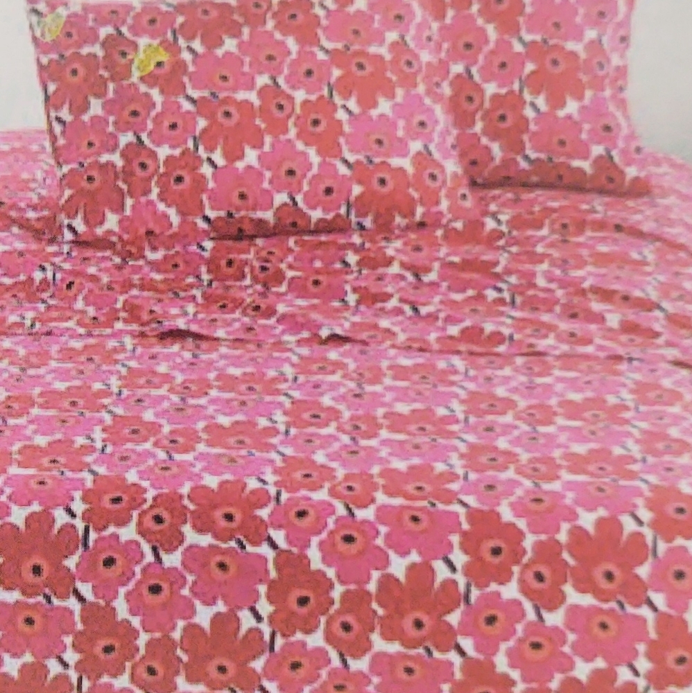 🎁marimekko Mini Unikko T200 RED QN Sheet Set COO - Queen Sheet Set - Picture 6 of 9